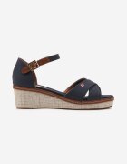  Sandale bleumarin Espadrile cu pană împletită cu baretă pe gleznă Zatanna