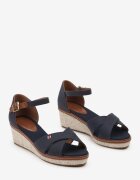  Sandale bleumarin Espadrile cu pană împletită cu baretă pe gleznă Zatanna