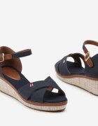  Sandale bleumarin Espadrile cu pană împletită cu baretă pe gleznă Zatanna