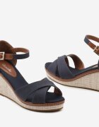  Sandale bleumarin pe pană împletită stil espadrilă Nartha