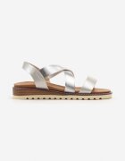  Sandale Clasice Argintii Slip-on cu Pană Joasă Ebina