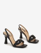  Sandale Elegante Negre cu toc stiletto Împodobite cu zirconii Sinilara