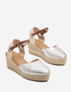  Sandale Espadrile Argintii cu pană împletită Effilda