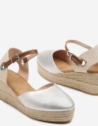  Sandale Espadrile Argintii cu pană împletită Effilda