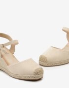  Sandale Espadrile Bej pe Pană cu Împletitură de Iută și Cataramă Tulliata