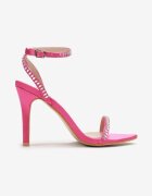  Sandale Fuchsia De satin Cu toc stiletto Cu strasuri Kyiana