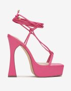  Sandale Fucsia cu barete subțiri pe toc geometric și platformă Ramarish