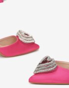  Sandale Fucsia cu toc cui decorate cu inimă din zirconii Sordanos