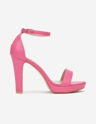  Sandale fucsia cu toc gros cu vârf rotund Dlia
