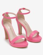  Sandale fucsia cu toc gros cu vârf rotund Dlia