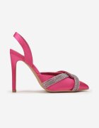  Sandale fucsia cu toc stiletto cu barete cu zirconii Crossia