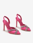  Sandale fucsia cu toc stiletto cu barete cu zirconii Crossia