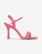  Sandale Fucsia cu toc stiletto cu zirconii în față Derina
