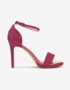  Sandale fucsia cu toc stiletto decorate cu sclipici Mlivora