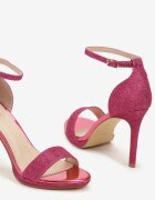  Sandale fucsia cu toc stiletto decorate cu sclipici Mlivora