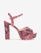 Sandale Fucsia pe Toc Bloc și Platformă cu Imitație de Piele de Șarpe Eirera