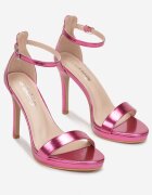  Sandale Fucsia pe toc stiletto înalt cu cataramă Novala