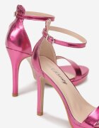 Sandale Fucsia pe toc stiletto înalt cu cataramă Novala