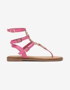  Sandale Fucsia Romane cu Ornament Metalic pe Vârf