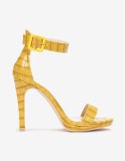  Sandale Galbene cu Toc Stiletto Înalt cu Imprimeu Piele de Crocodil Gwenisa