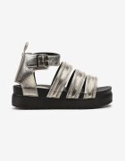  Sandale Gladiator Aurii cu Fermoare Decorative pe Bretele Nrea