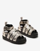  Sandale Gladiator Aurii cu Fermoare Decorative pe Bretele Nrea