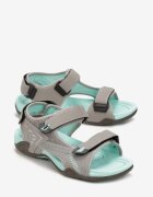  Sandale Gri-Verzi pe Talpă Plată cu Benzi Velcro și Cusături Decorative Alvira