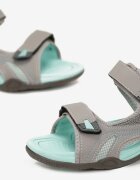  Sandale Gri-Verzi pe Talpă Plată cu Benzi Velcro și Cusături Decorative Alvira
