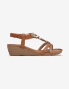  Sandale Maro cu Pană Joasă cu Curea Decorativă și Elastic Încrețit Aarle