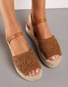 Sandale Maro Espadrile cu Platformă de Iută cu Vârf Împletit Peralla