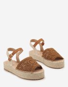  Sandale Maro Espadrile cu Platformă de Iută cu Vârf Împletit Peralla