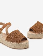  Sandale Maro Espadrile cu Platformă de Iută cu Vârf Împletit Peralla