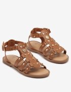  Sandale Maro Stil Roman cu Ornamente Metalice Terauri