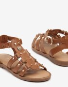  Sandale Maro Stil Roman cu Ornamente Metalice Terauri