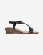  Sandale Negre cu Cristale Decorative pe Pană Mică Triva