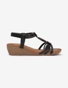  Sandale Negre cu pană joasă stil Boho Silesa