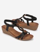  Sandale Negre cu pană joasă stil Boho Silesa