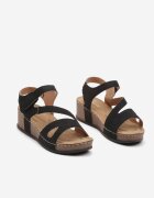  Sandale Negre din Piele Ecologică cu Platformă cu Velcro Arisse