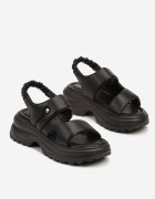  Sandale Negre în Stil Chunky cu Talpă Groasă Aneora