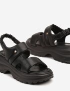  Sandale Negre în Stil Chunky cu Talpă Groasă Aneora