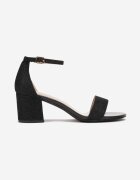  Sandale Negre Sclipitoare cu toc gros Klarissa