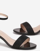  Sandale Negre Sclipitoare cu toc gros Klarissa