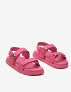  Sandale Plate Fucsia cu Cataramă Metalică cu Velcro Windema