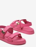  Sandale Plate Fucsia cu Cataramă Metalică cu Velcro Windema
