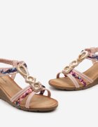  Sandale Roz cu pană slip-on decorate cu zirconii Obleve