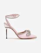  Sandale Roz cu toc stiletto Decorate cu Zirconii Silaeia