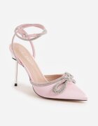  Sandale Roz cu toc stiletto Decorate cu Zirconii Silaeia