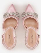  Sandale Roz cu toc stiletto Decorate cu Zirconii Silaeia