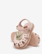  Sandale roz cu velcro cu decupaje decorative și iepurașul Adaliena