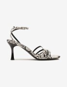 Sandale Serpentin cu toc stiletto cu barete decorative și catarame Daliene